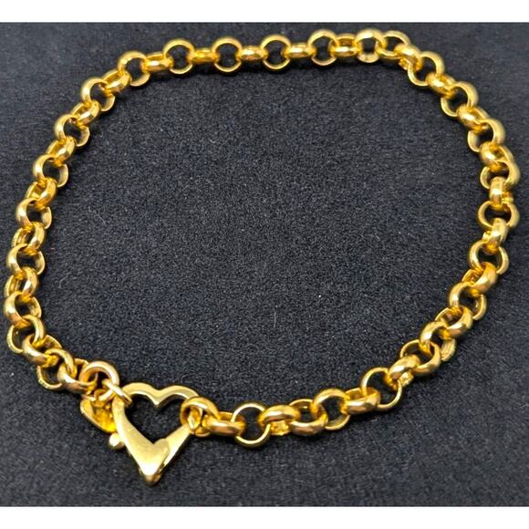 Milor Italy 14K Yellow Gold Heart Toggle Link Bracelet 7” 3.73g - Picture 3 of 6